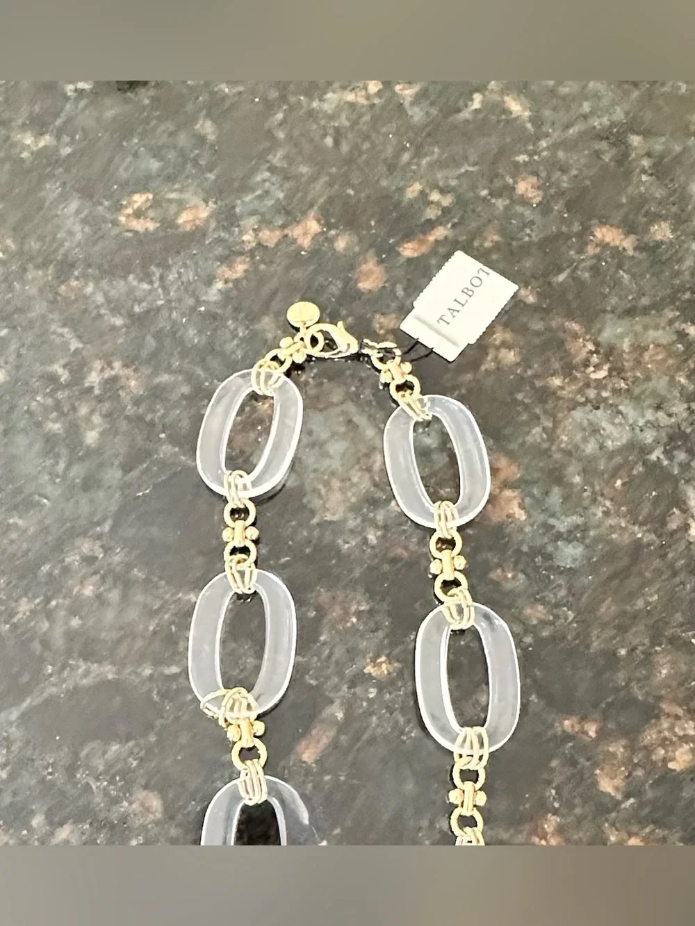 Talbots Clear Lucite Chunky Link Statement Necklace; NWT & Orig Box